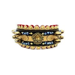 Sarı-Siyah Nazar Boncuklu 10 Zilli Deri Köpek Tasması