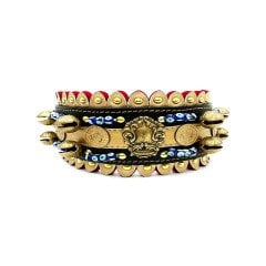 Sarı-Siyah Nazar Boncuklu 10 Zilli Deri Köpek Tasması