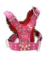 Özel Tasarım Pirinç Halkalı Lüks Deri Köpek Göğüs Tasması