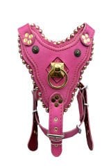 Özel Tasarım Pirinç Halkalı Lüks Deri Köpek Göğüs Tasması