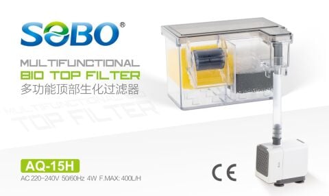 Sobo AQ-15H Şeffaf Askı Şelale Filtre - 400 L/H 4W Biyolojik Su Temizleyici