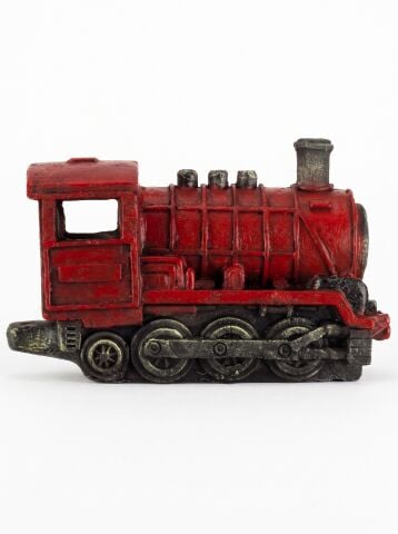 Eskitme Tren Lokomotif Akvaryum Dekoru - Kırmızı 12.7 cm