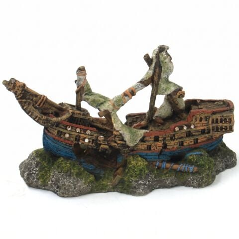 Yıkılmış Batık Gemi Akvaryum Dekoru ve Süsü - 21.5 cm