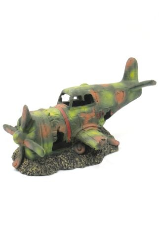Batık Uçak Enkazı Akvaryum Dekoru ve Süsü - 28 cm