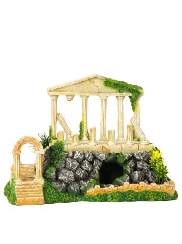 Antik Tapınak Sütunlu Akvaryum Dekoru ve Süsü - 28 cm