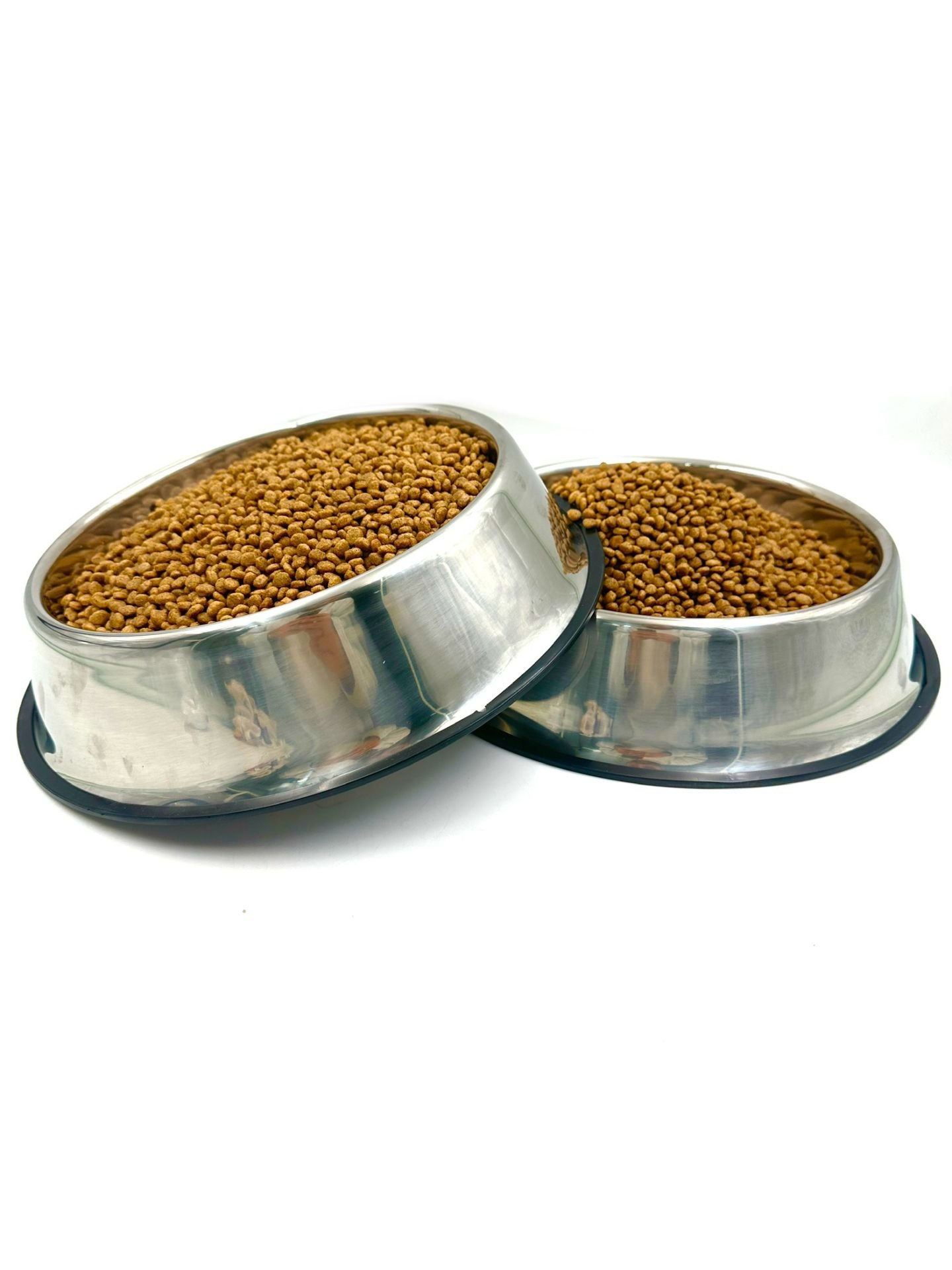 2 ADET Büyük Boy Çelik Kaydırmaz Tabanlı Köpek Mama ve Su Kabı 34CM