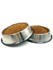 2 ADET Büyük Boy Çelik Kaydırmaz Tabanlı Köpek Mama ve Su Kabı 34CM