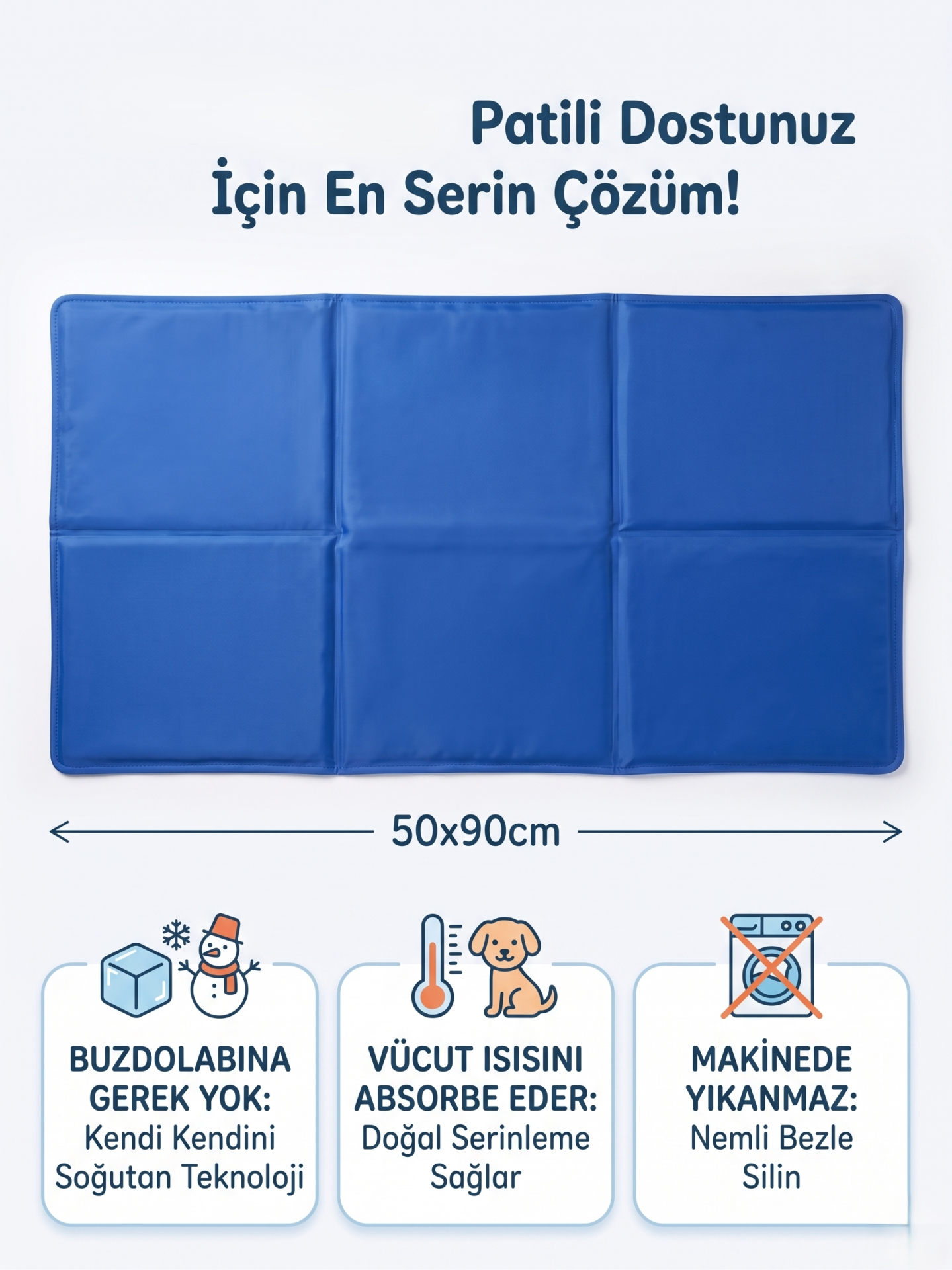 Soğutucu Kedi ve Köpek Yatağı Serinletici Mat - 50x90 cm