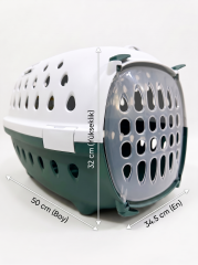 Şeffaf Kapaklı Lüks Kedi ve Köpek Taşıma Çantası 50x34,5x32 cm - Yeşil