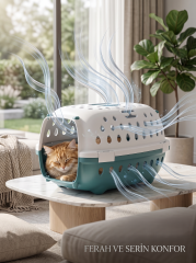 Şeffaf Kapaklı Lüks Kedi ve Köpek Taşıma Çantası 50x34,5x32 cm - Yeşil