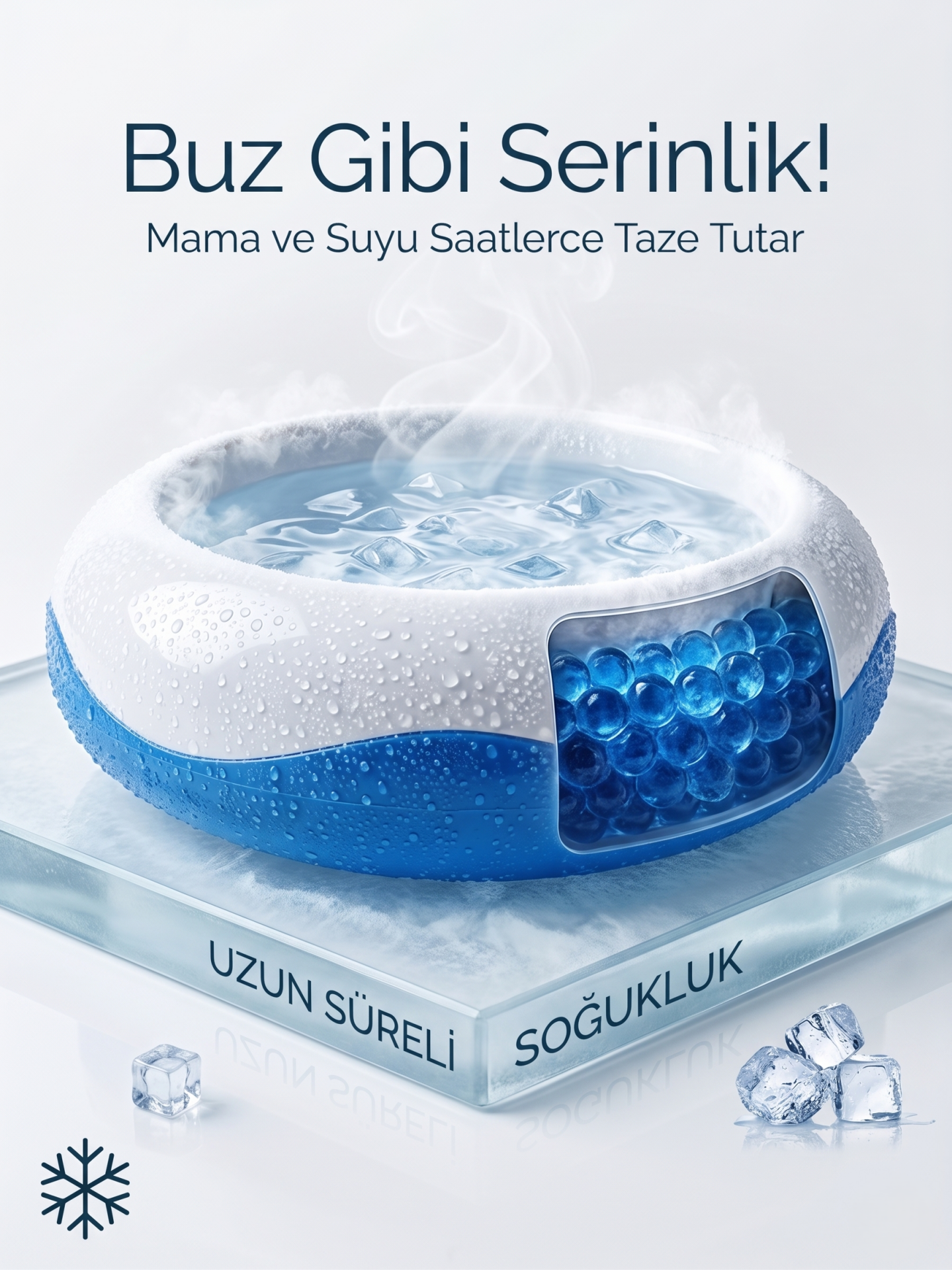 Kedi ve Köpek Soğutucu Mama ve Su Kabı - 350 ml (16 cm)