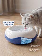 Kedi ve Köpek Soğutucu Mama ve Su Kabı - 350 ml (16 cm)