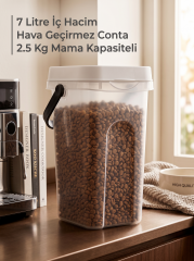 7L Hava Geçirmez Contalı Kedi Köpek Mama Saklama Kabı (2.5 kg Kapasiteli)