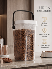 7L Hava Geçirmez Contalı Kedi Köpek Mama Saklama Kabı (2.5 kg Kapasiteli)