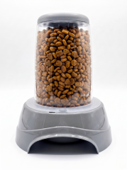 Hazneli Kedi ve Köpek Mama Kabı - Gri (1.5 Litre)