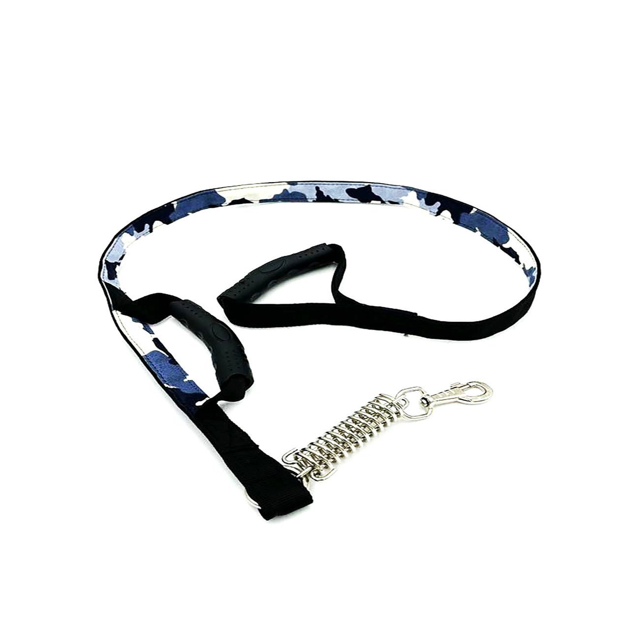 Mavi Beyaz Kamuflaj Yakın Kontrol Yaylı Köpek Gezdirme Tasması