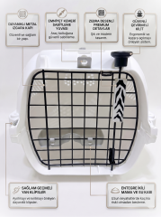 Metal Kapılı Kedi Köpek Taşıma Kafesi Beyaz Zebra Desenli 48,3x32,6x28 cm