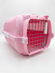 Lüks Kedi Köpek Taşıma Çantası Pembe - Metal Kapılı 48,3x32,6x28 cm