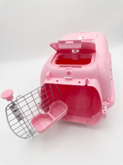 Lüks Kedi Köpek Taşıma Çantası Pembe - Metal Kapılı 48,3x32,6x28 cm