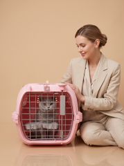 Lüks Kedi Köpek Taşıma Çantası Pembe - Metal Kapılı 48,3x32,6x28 cm