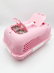 Lüks Kedi Köpek Taşıma Çantası Pembe - Metal Kapılı 48,3x32,6x28 cm