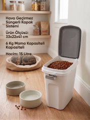 Contalı Hava Geçirmez Kedi Köpek Mama Saklama Kabı 15lt