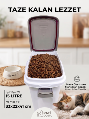 Contalı Hava Geçirmez Kedi Köpek Mama Saklama Kabı 15lt