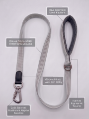 Reflektörlü Büyük Irk Köpek Gezdirme Tasması 120x2.5cm (Gri)