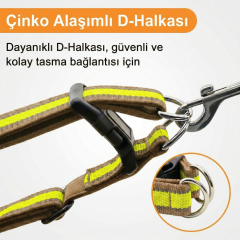 Reflektörlü Ayarlanabilir Klipsli Köpek Tasması S-L (Sarı)