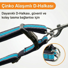Ayarlanabilir Klipsli Reflektörlü Köpek Tasması S-L (Siyah-Mavi)