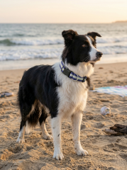 Ayarlanabilir Klipsli Reflektörlü Köpek Tasması S-L (Lacivert-Gri)