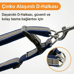 Ayarlanabilir Klipsli Reflektörlü Köpek Tasması S-L (Lacivert-Gri)
