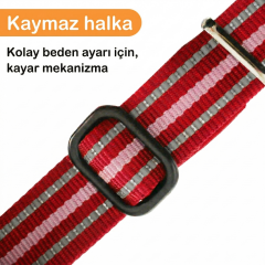 Sağlam Klipsli Reflektörlü Köpek Tasması S-L (Kırmızı)