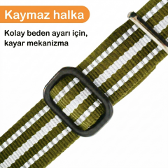 Her Irka Uygun Klipsli Reflektörlü Köpek Tasması S-L (Haki-Gri)