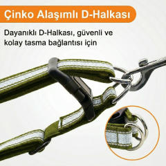 Her Irka Uygun Klipsli Reflektörlü Köpek Tasması S-L (Haki-Gri)