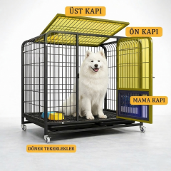 Tekerlekli Metal Köpek Kulübesi ve Taşıma Kafesi 110x72x94 cm (XL)