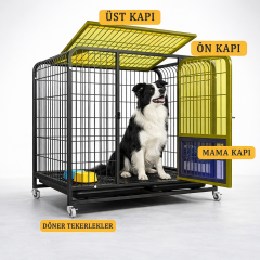 Tekerlekli Metal Köpek Kulübesi ve Taşıma Kafesi 94x65x86 cm (L)