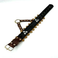 Antik Model Aslan Halkalı Lüks Deri İşlemeli Köpek Tasması