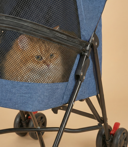 Ultra Hafif 3.8 Kg Kedi Köpek Taşıma Arabası - Katlanabilir - 97x45x55cm (Mavi)