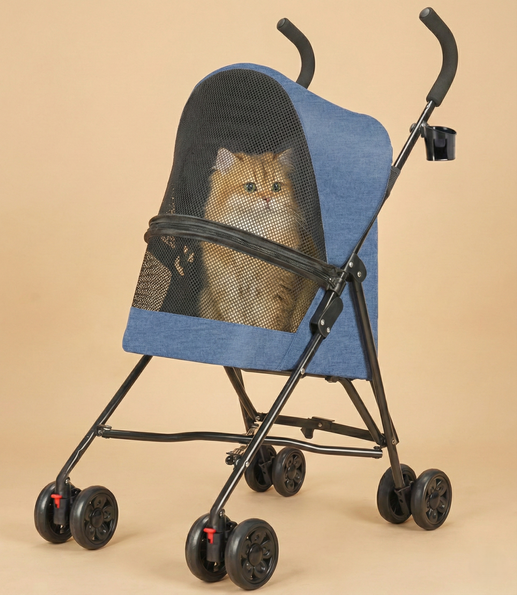 Ultra Hafif 3.8 Kg Kedi Köpek Taşıma Arabası - Katlanabilir - 97x45x55cm (Mavi)