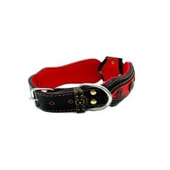 Kırmızı-Siyah Kelebek Model Kurt Başlı Lüks Deri Köpek Tasması