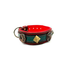 Athena Figürlü Eskitme Tasarım Deri Köpek Tasması