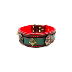 Athena Figürlü Eskitme Tasarım Deri Köpek Tasması