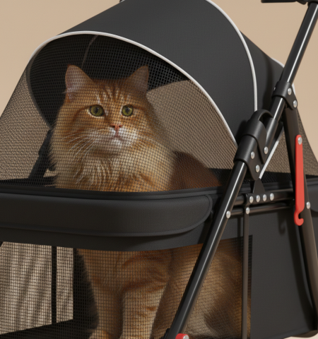 12 Kg Kapasiteli Kedi Köpek Arabası - Katlanabilir 101x62x45 (Siyah)