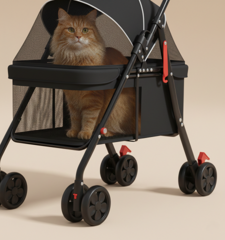 12 Kg Kapasiteli Kedi Köpek Arabası - Katlanabilir 101x62x45 (Siyah)