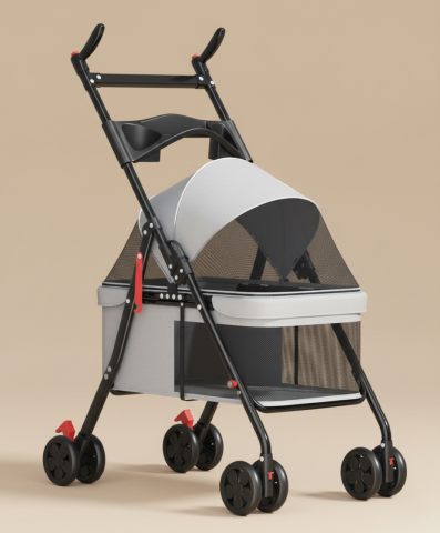 12 Kg Kapasiteli Kedi Köpek Arabası - Katlanabilir 101x62x45 (Gri)