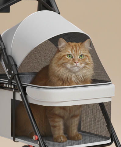 12 Kg Kapasiteli Kedi Köpek Arabası - Katlanabilir 101x62x45 (Gri)