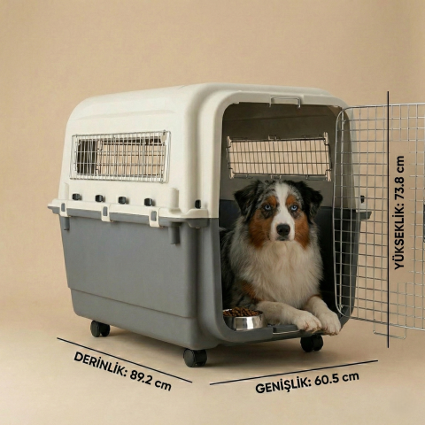 IATA Tekerlekli Kedi ve Köpek Taşıma Kafesi 89.2x60.5x73.8 cm