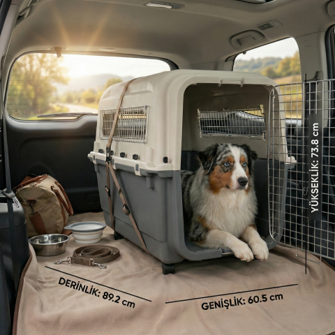 IATA Tekerlekli Kedi ve Köpek Taşıma Kafesi 89.2x60.5x73.8 cm