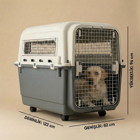 IATA Tekerlekli Köpek Taşıma Kafesi ve Uçakta Taşımaya Uygun 122x82x96cm